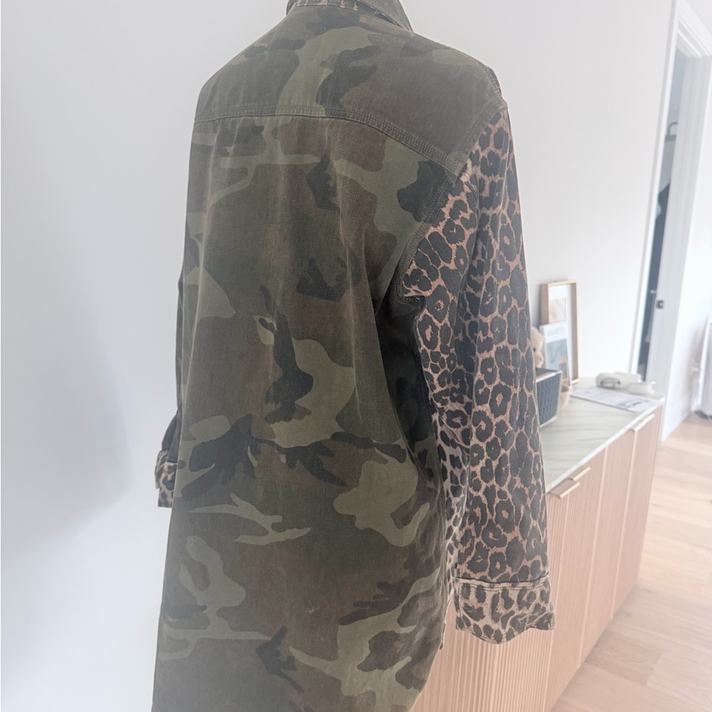 All Saints Lily Camo & Leopard Long Sleeve Shirtdress - Picture 7 of 9